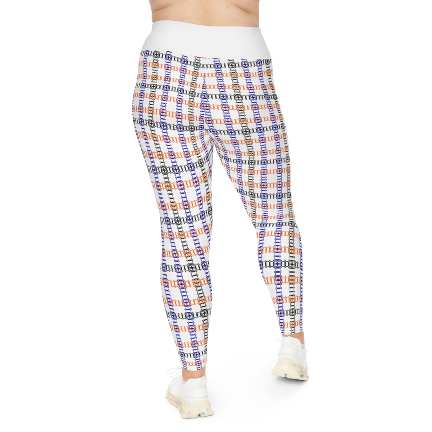 Plus Size Plaid Leggings  Comfortable and Stylish Perfect for Everyday Wear Active Lifestyle Casual Outings Halloween & Fall [...] Train Tracks Pink