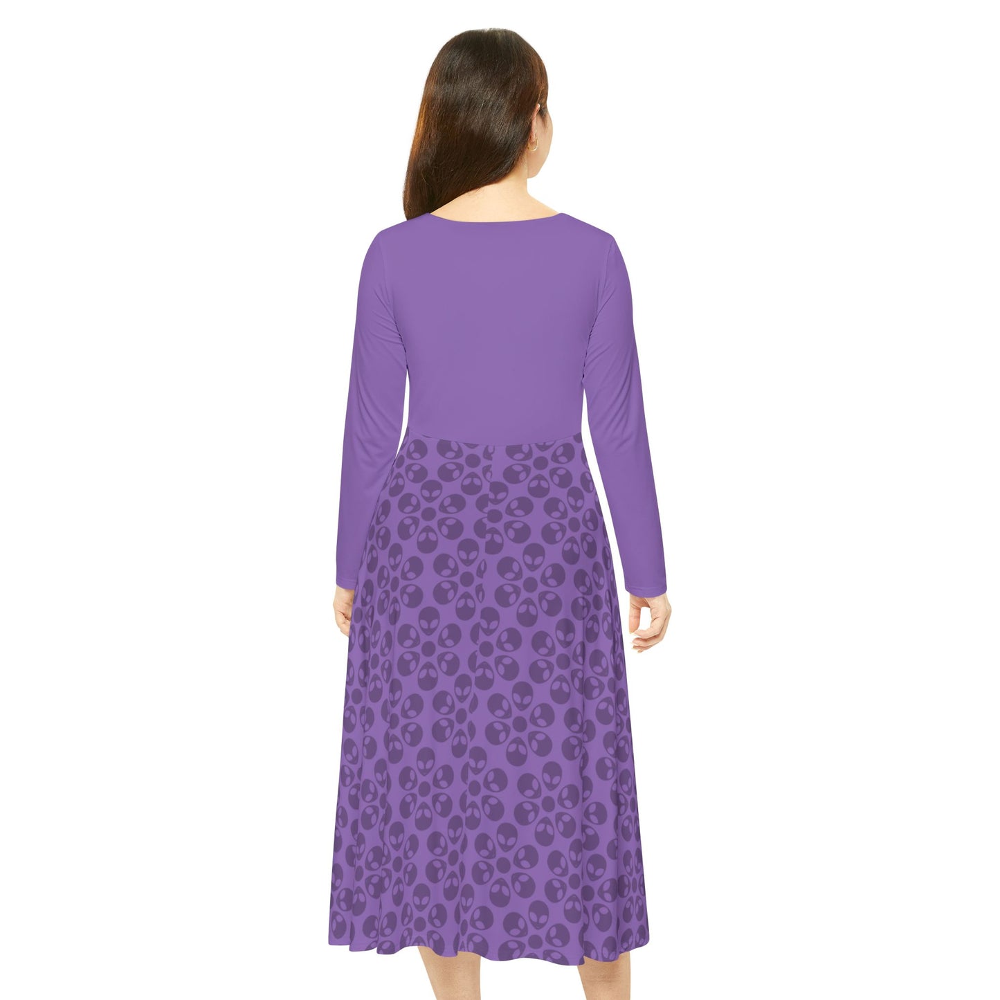 Womens Long Sleeve Dance Dress Alien Flowers Light Purple