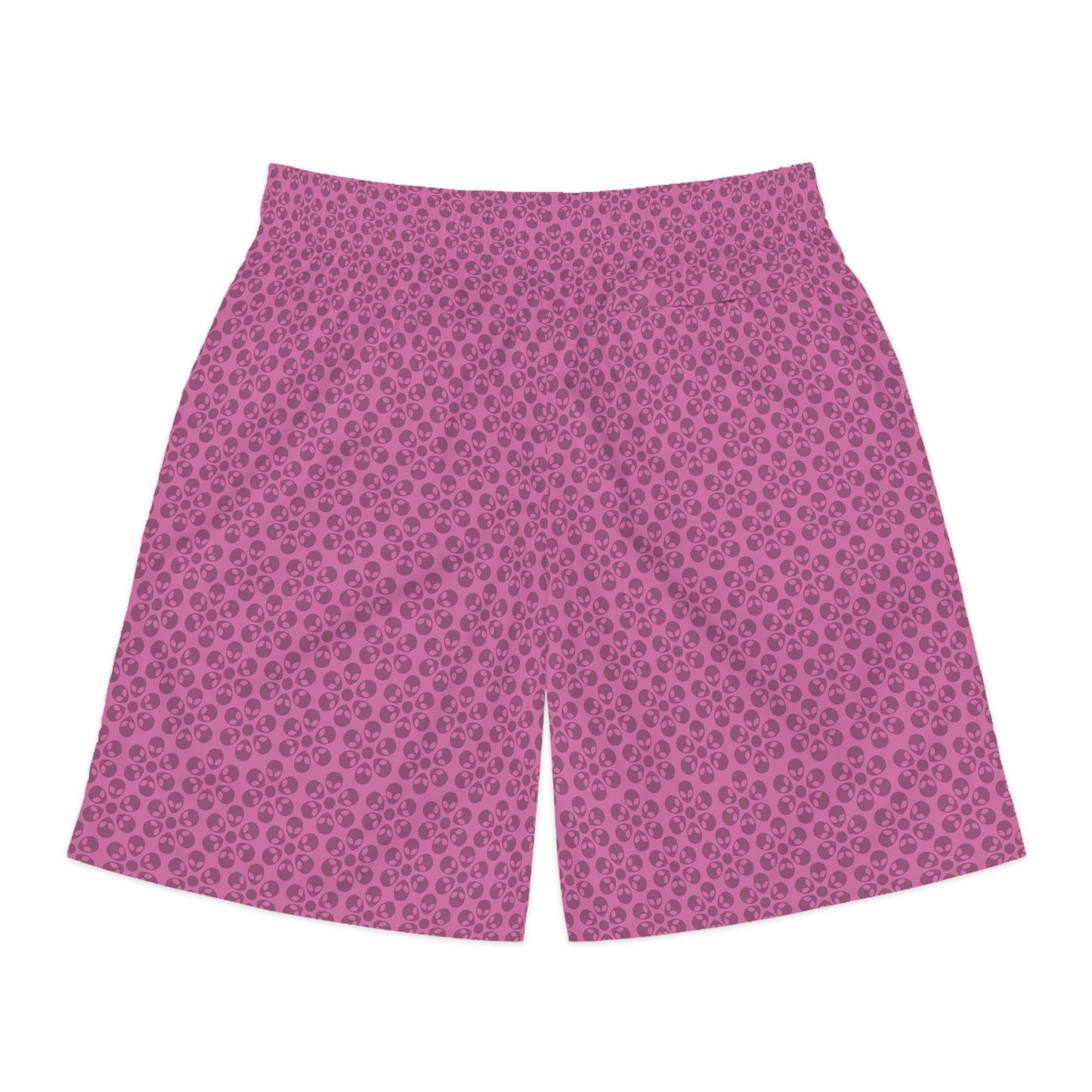 Mens Jogger Shorts  Alien Flowers Light Pink
