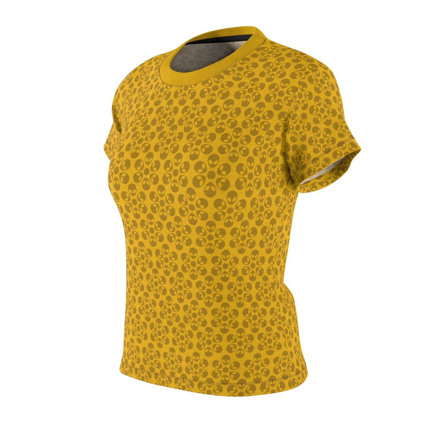 Stylish Womens Floral Tee  Casual Trendy Summer Fashion Gift for Her Short Sleeve Top Alien Flowers Yellow