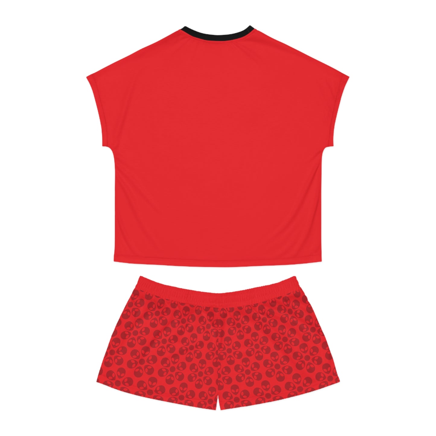 Stylish Womens Pajama Set Cozy Sleepwear AOP Floral Print Perfect for Lounging Gift for Her Summer Nights Relaxation Alien Flowers Grey