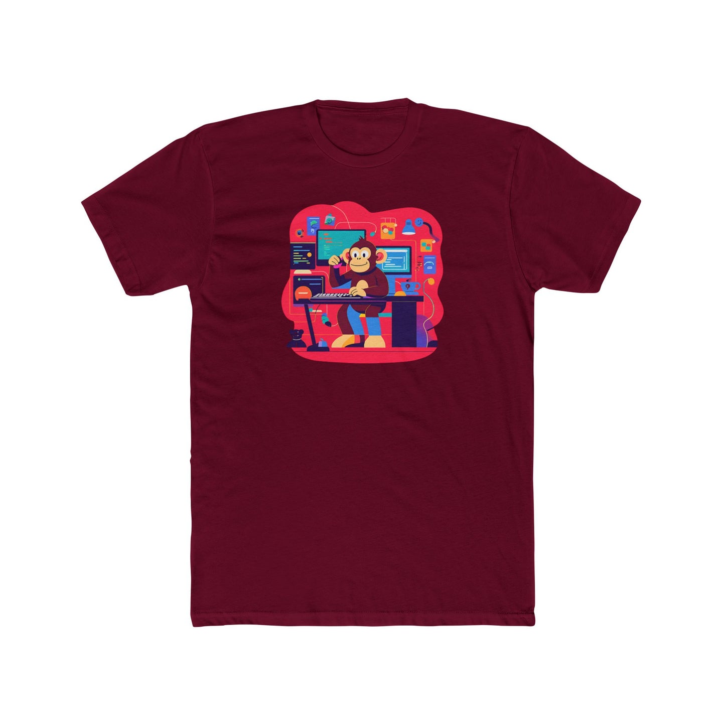 Playful Monkey Themed Unisex Cotton Crew Tee, Fun Gamer Shirt, Casual Tee, Graphic Tee, Gift for Kids and Teens