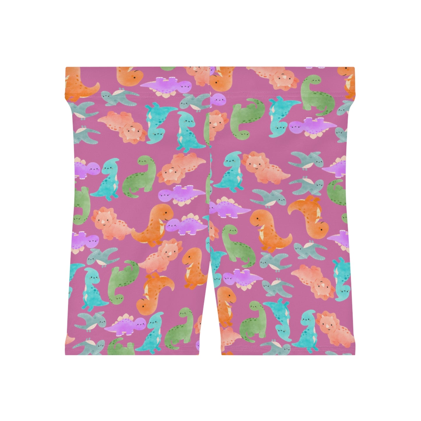 Colorful Dinosaur Womens Biker Shorts  AOP Perfect for Casual Wear workout Summer Birthdays Playdates Unique Gift Rainbow Dinos Light Pink