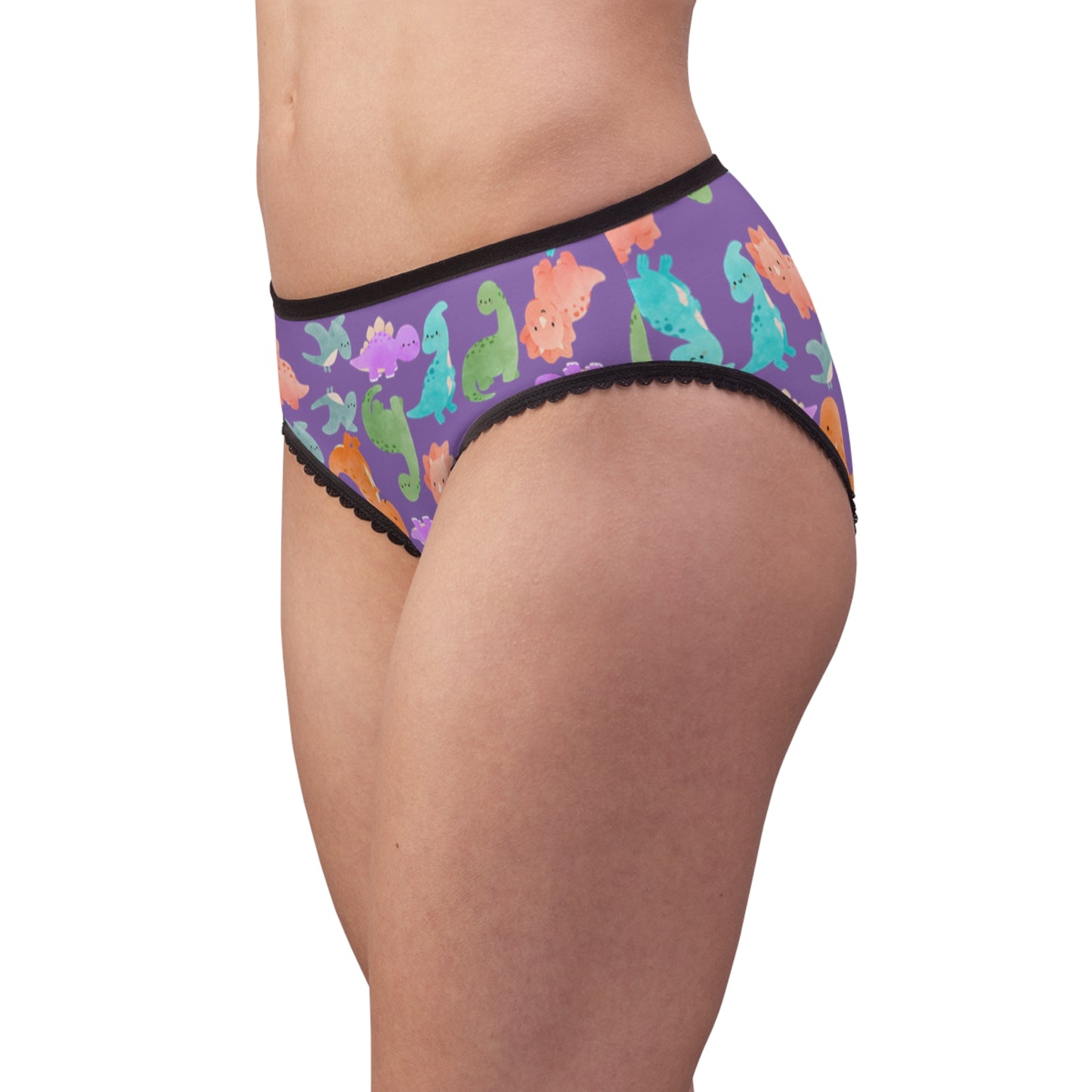 Colorful Womens Briefs with Fun Animal Patterns Cute Underwear AOP Lingerie Gifts for Her Comfortable Daily Wear Rainbow Dinos Light Purple