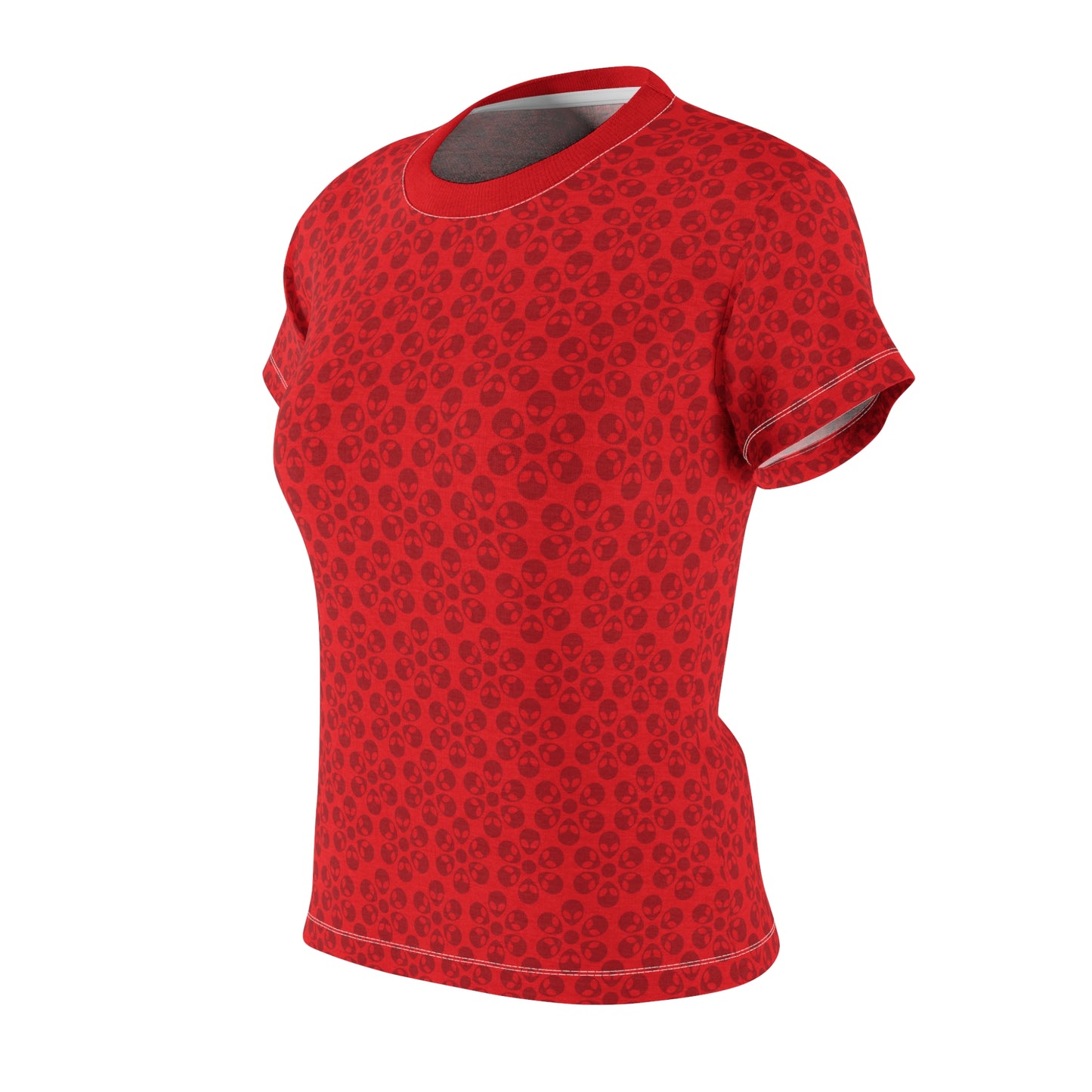 Stylish Womens Floral Tee  Casual Trendy Summer Fashion Gift for Her Short Sleeve Top Alien Flowers Red
