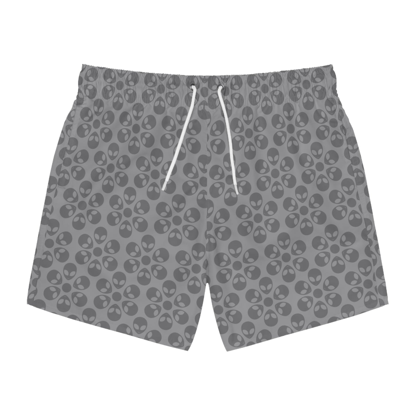 Stylish AOP Swim Trunks for Beach Days Summer Fun Pool Parties Vacation Wear Gift for Him Alien Flowers Grey