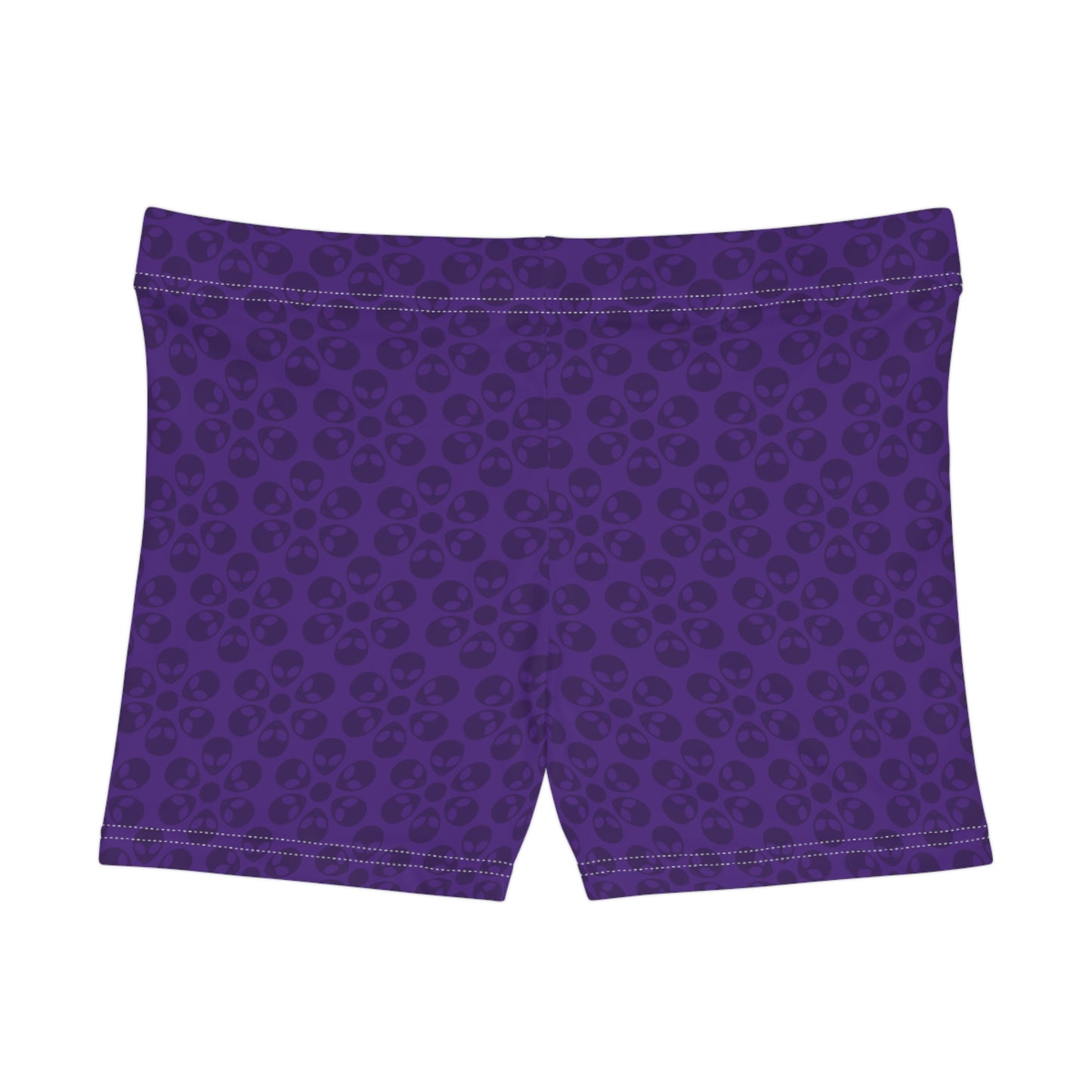 Alien Pattern Womens Shorts for Casual Summer Days Beach Wear Festival Outfit Relaxed Style Alien Flowers Purple