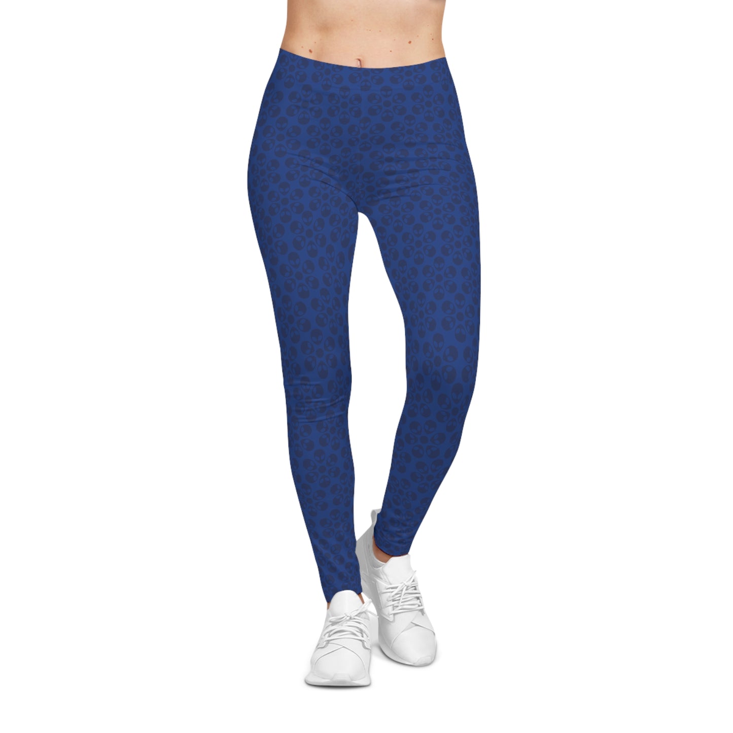 Chic Floral Leggings  Trendy Loungewear for Women Fitness Pants Yoga Wear Stylish Outfits Everyday Comfort Alien Flowers Dark Blue