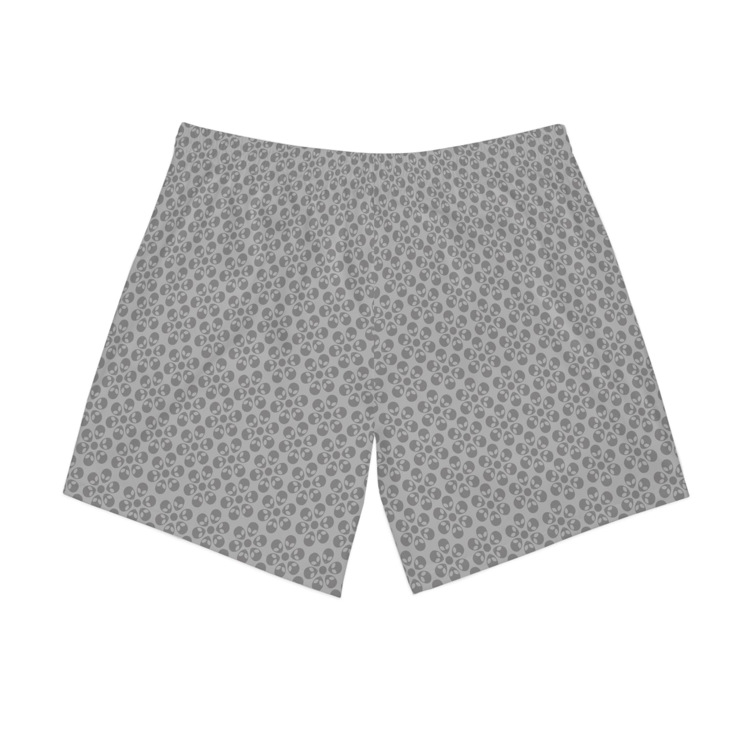 Mens Elastic Beach Shorts  Alien Flowers Light Grey
