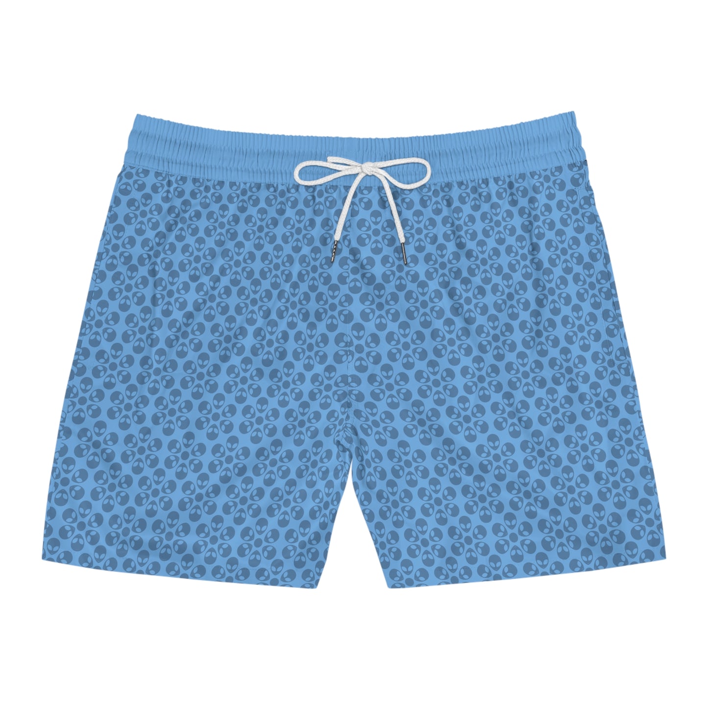 Stylish Mens MidLength Swim Shorts Beachwear Vacation Essentials Poolside Comfort Summer Outfit Trendy Swimwear Alien Flowers Light Blue