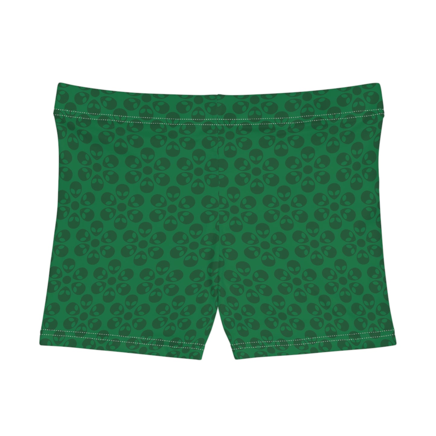 Alien Pattern Womens Shorts for Casual Summer Days Beach Wear Festival Outfit Relaxed Style Alien Flowers Dark Green