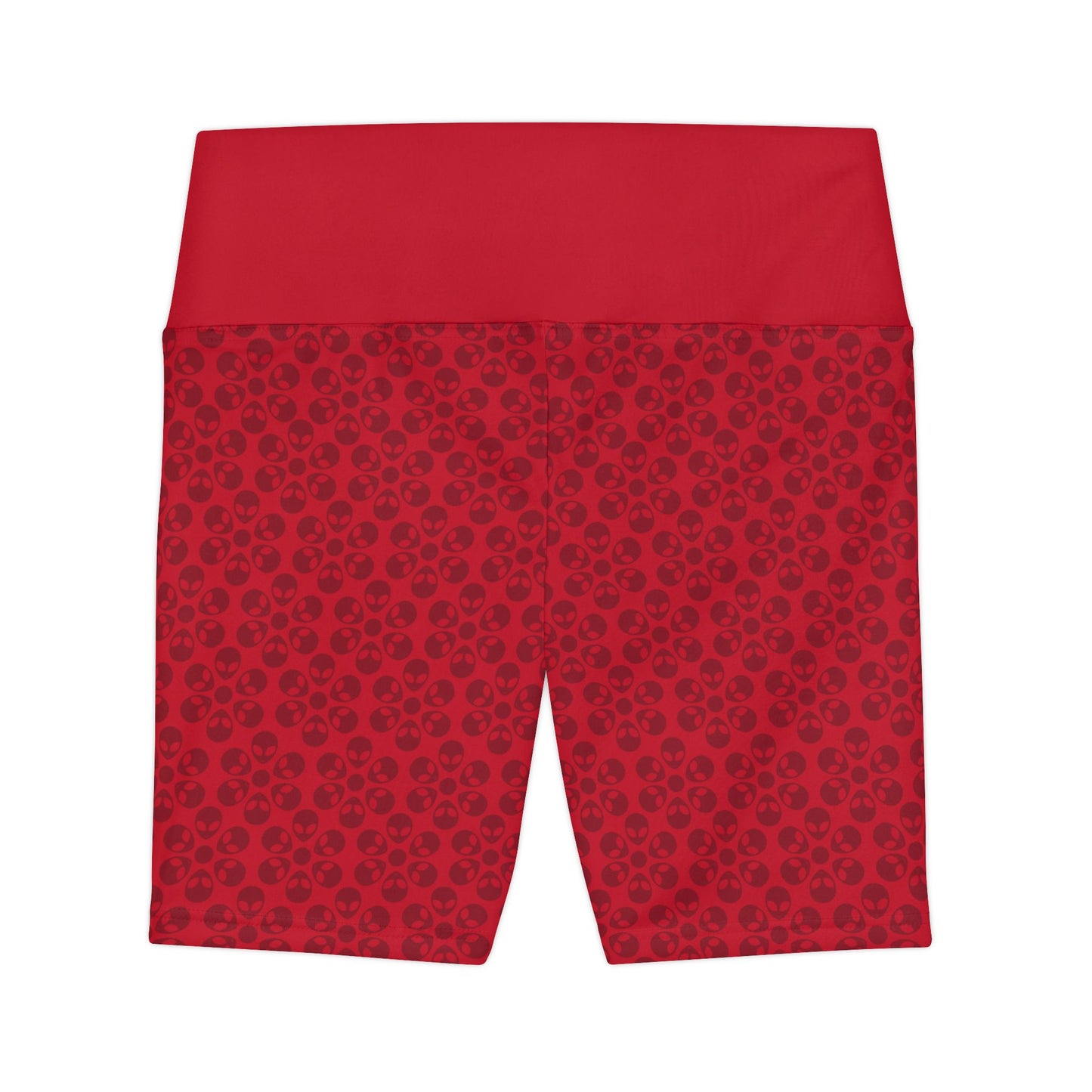 Womens Workout Shorts  Alien Flowers Dark Red