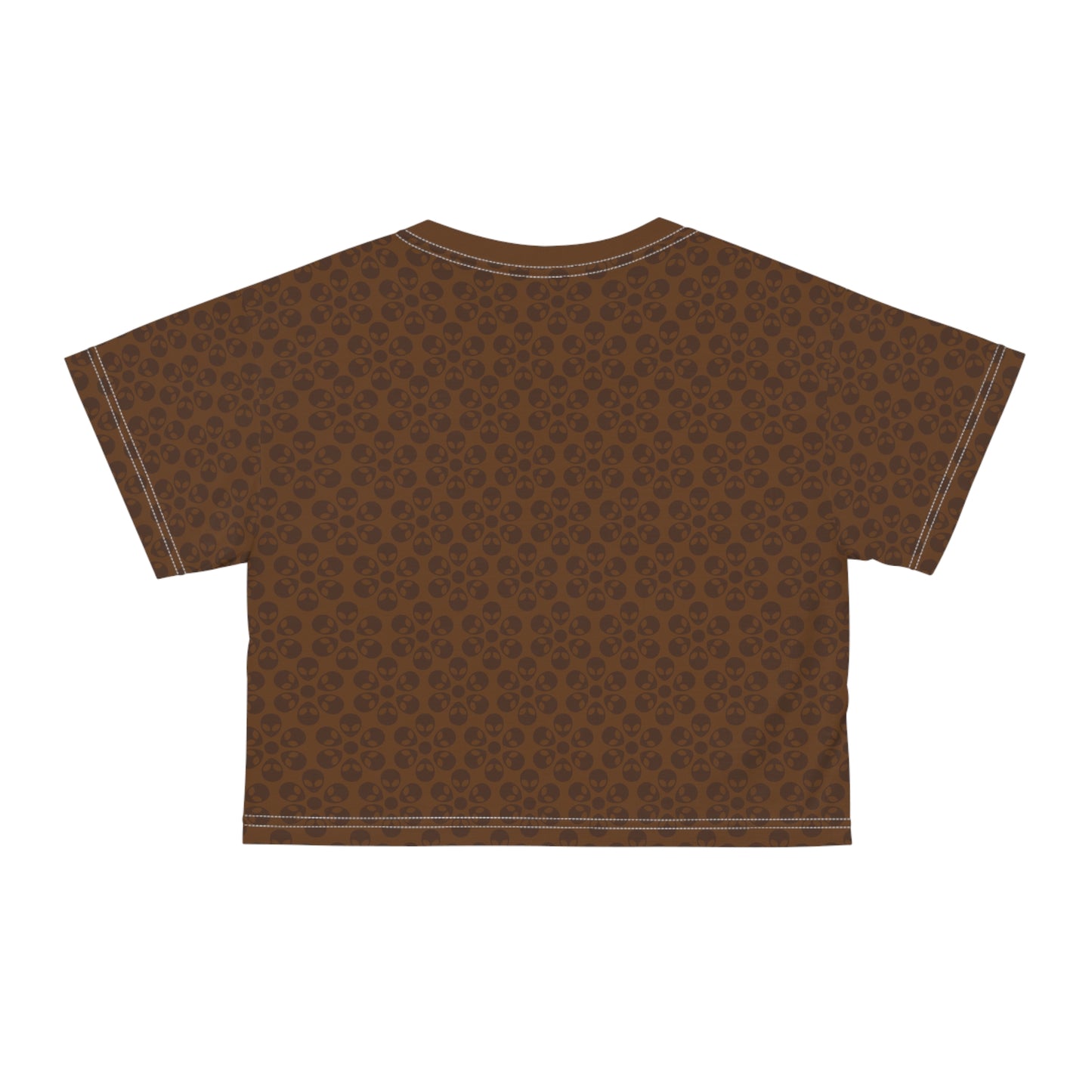 Feminine Floral Crop Tee Trendy Summer Top Aesthetic Graphic Shirt Casual Outfit Unique Gift for Her Vintage Style Tee Alien Flowers Brown