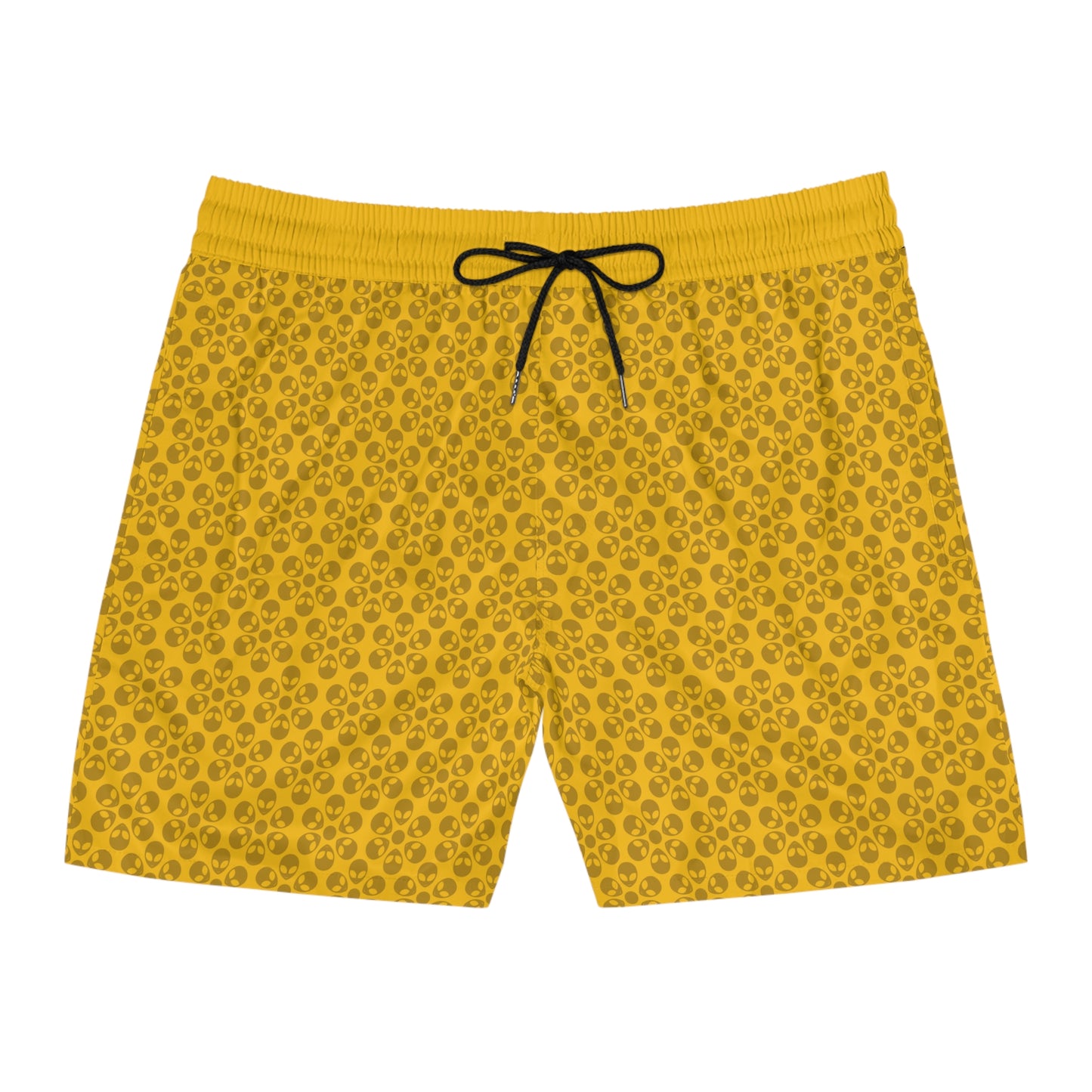 Stylish Mens MidLength Swim Shorts Beachwear Vacation Essentials Poolside Comfort Summer Outfit Trendy Swimwear Alien Flowers Yellow
