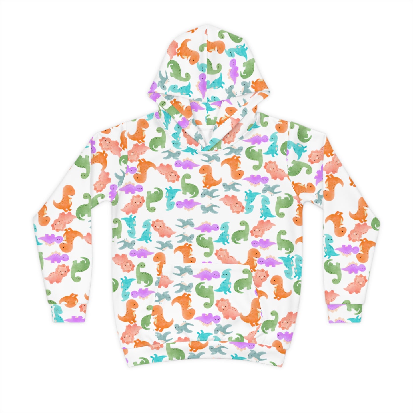 Colorful Dino Childrens Hoodie | Cozy Kidswear Beachwear Summer Adventure Birthday Gift Cute Animal Apparel Rainbow Dinos Crusta