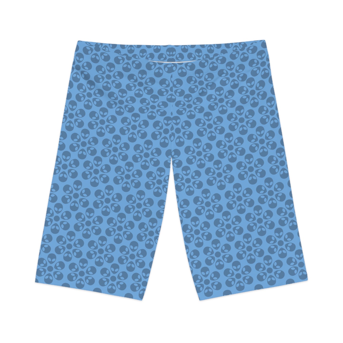 Womens Bike Shorts Alien Flowers Light Blue