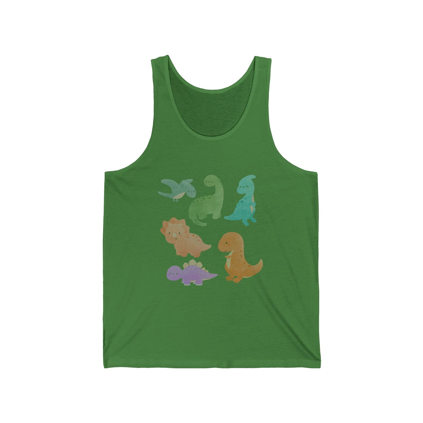 Dinosaur Graphic Unisex Jersey Tank | Fun Summer Top, Cute Gift for Kids and Adults, Dinosaur Lovers, Birthday Party, Casual Wear