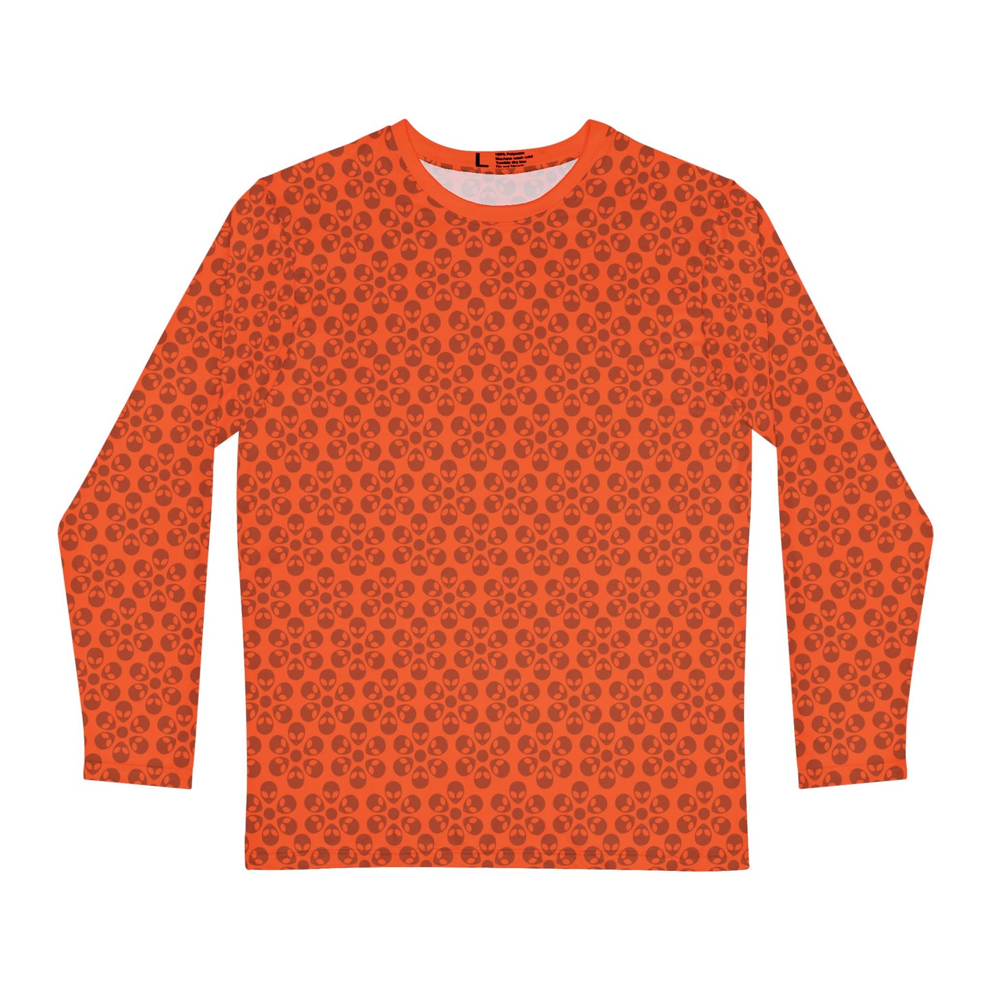 Mens Long Sleeve Floral Pattern Shirt Trendy Casual Wear Gift for Him Spring Fashion Everyday Comfort Unique Style Alien Flowers Orange