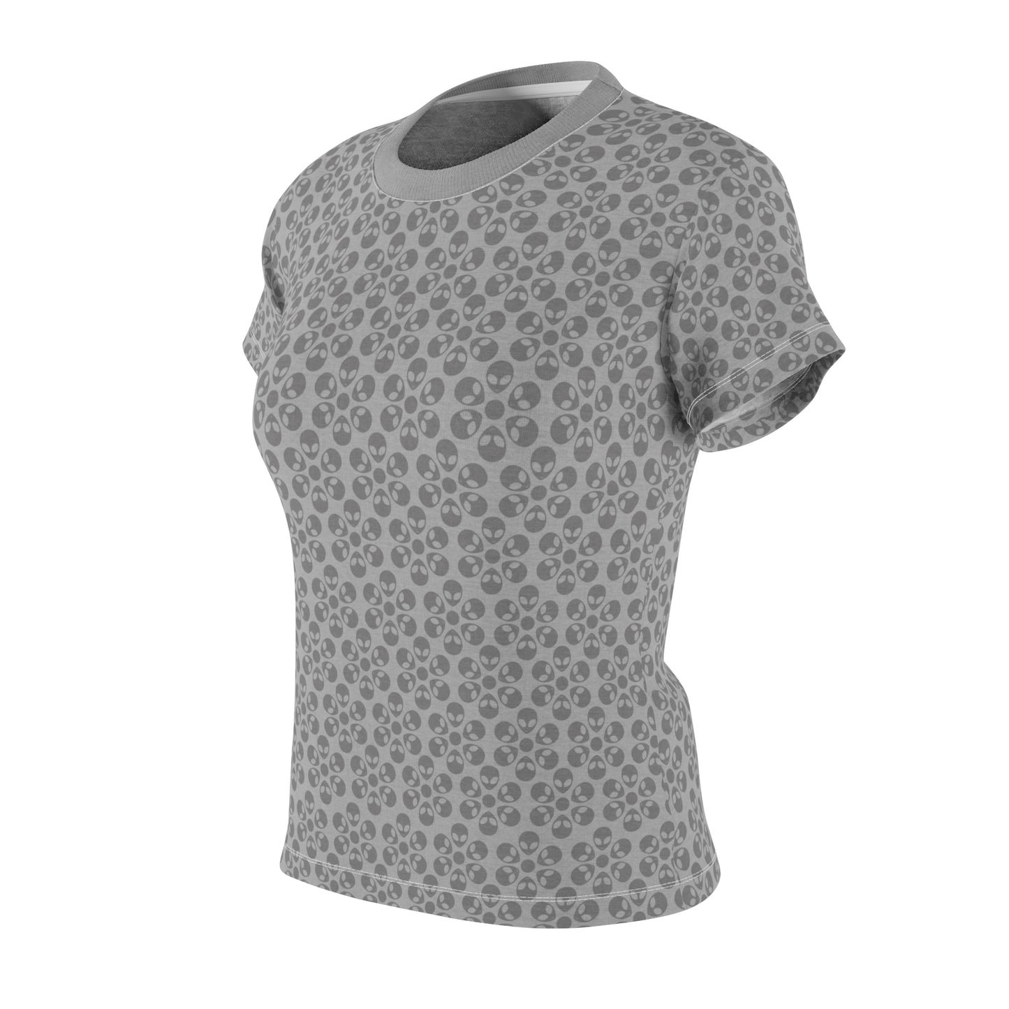 Stylish Womens Floral Tee  Casual Trendy Summer Fashion Gift for Her Short Sleeve Top Alien Flowers Light Grey