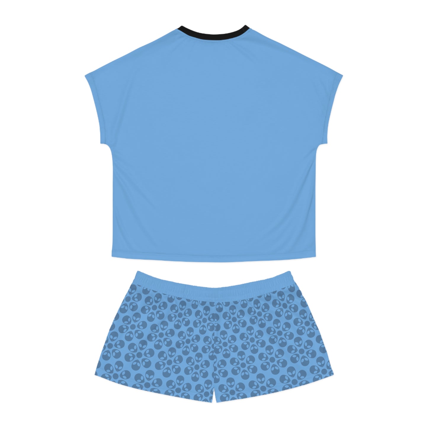 Stylish Womens Pajama Set Cozy Sleepwear AOP Floral Print Perfect for Lounging Gift for Her Summer Nights Relaxation Alien Flowers Light Blue