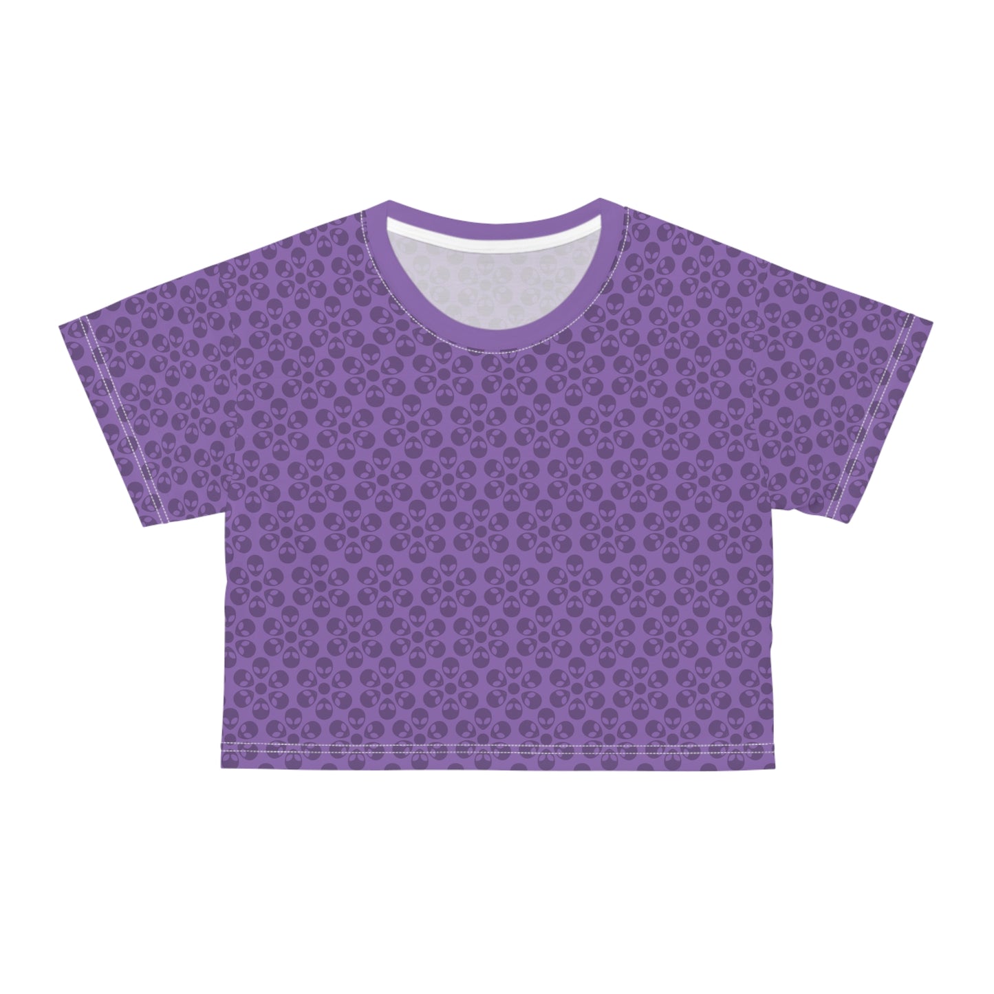 Feminine Floral Crop Tee Trendy Summer Top Aesthetic Graphic Shirt Casual Outfit Unique Gift for Her Vintage Style Tee Alien Flowers Light Purple
