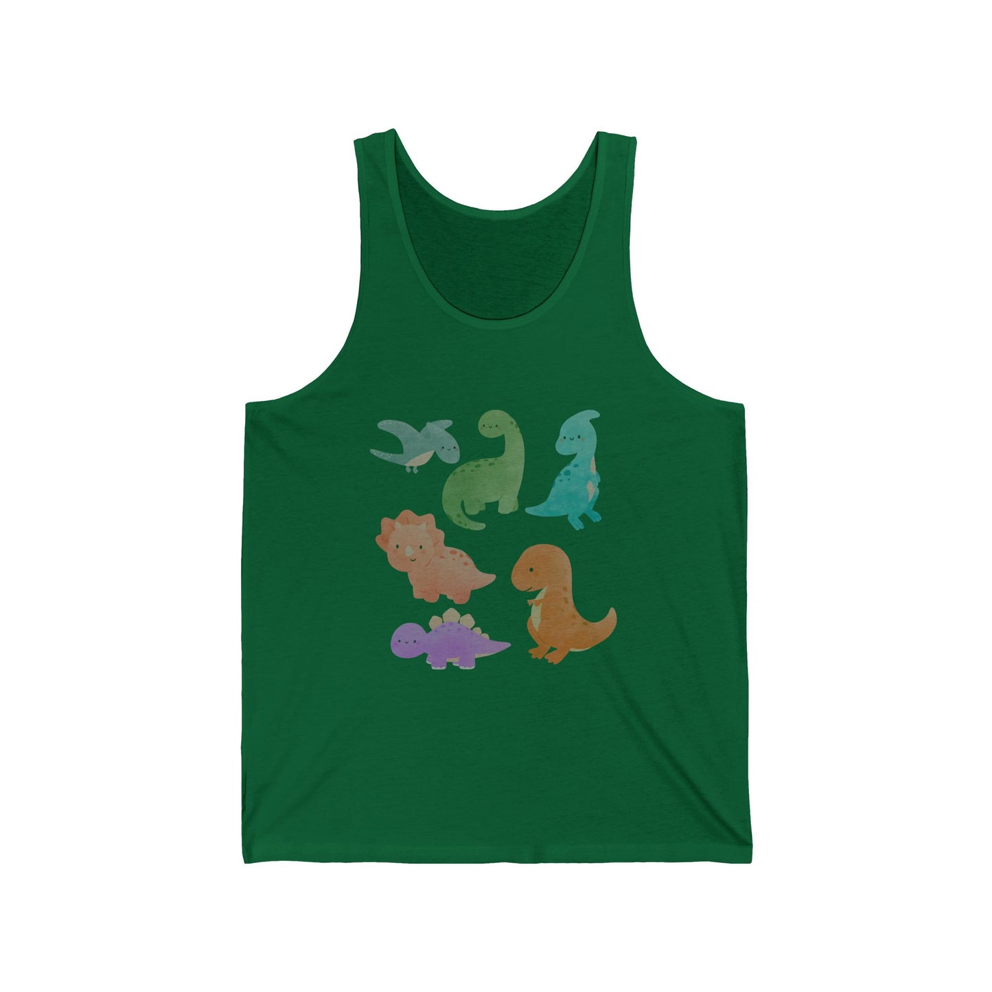 Dinosaur Graphic Unisex Jersey Tank | Fun Summer Top, Cute Gift for Kids and Adults, Dinosaur Lovers, Birthday Party, Casual Wear