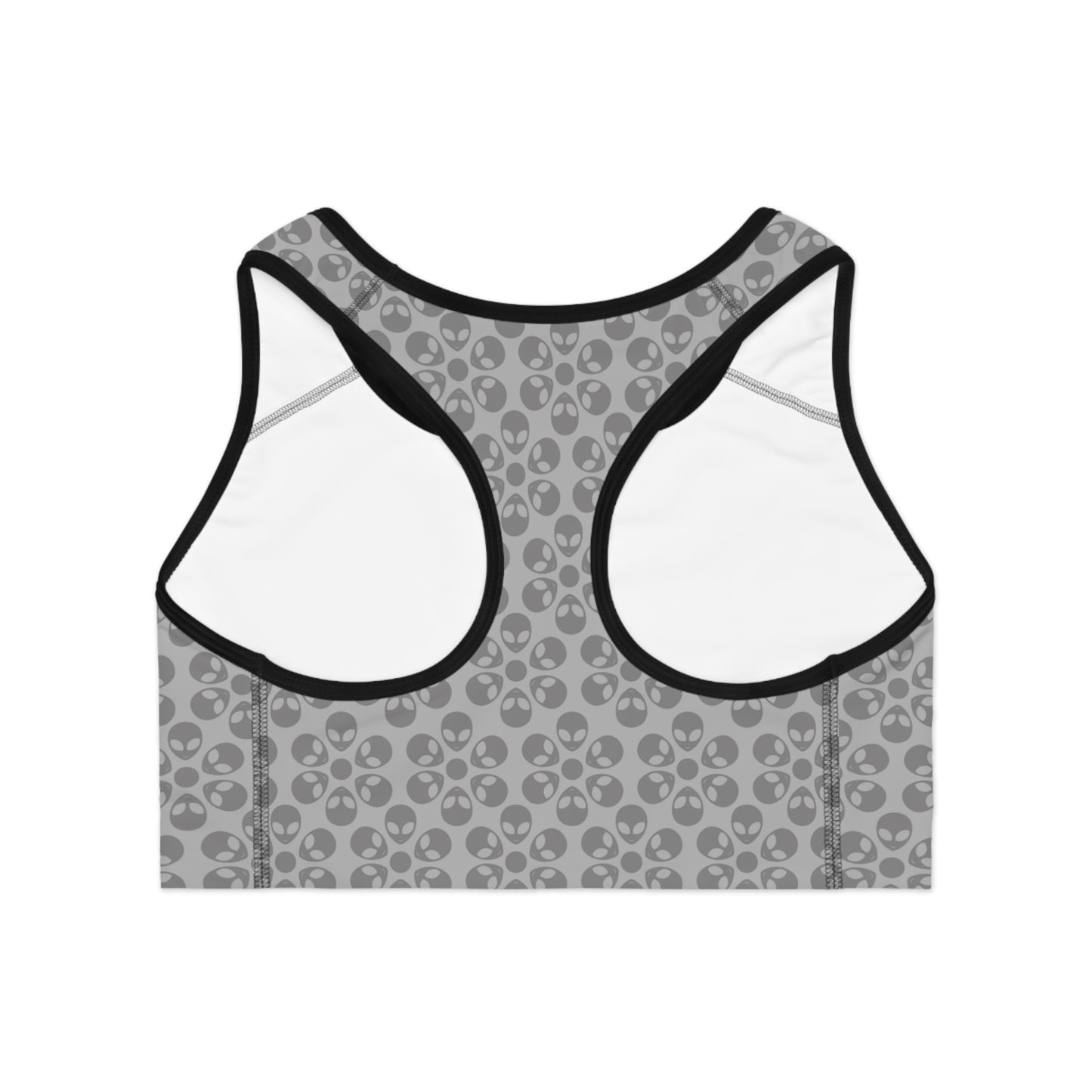 Trendy Floral Pattern Sports Bra Workout Bra for Women Fitness Gear Yoga Top Gym Wear Gift for Athletes Alien Flowers Light Grey
