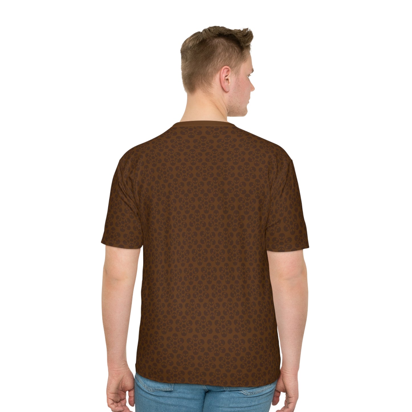Mens Casual Graphic Tee Stylish Loose Tshirt Gift for Him Summer Fashion Relaxed Fit Wear Alien Flowers Brown