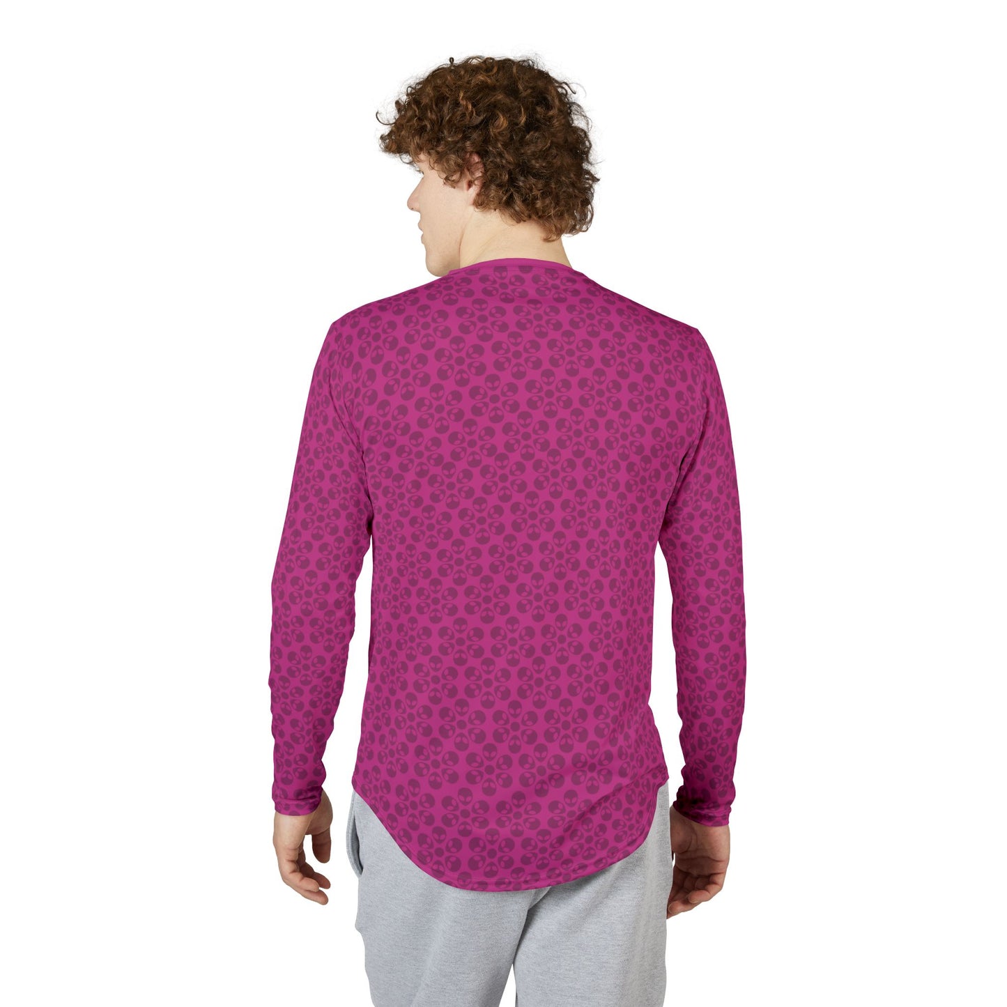 Mens UV Protection Long Sleeve Shirt  Alien Flowers Pink