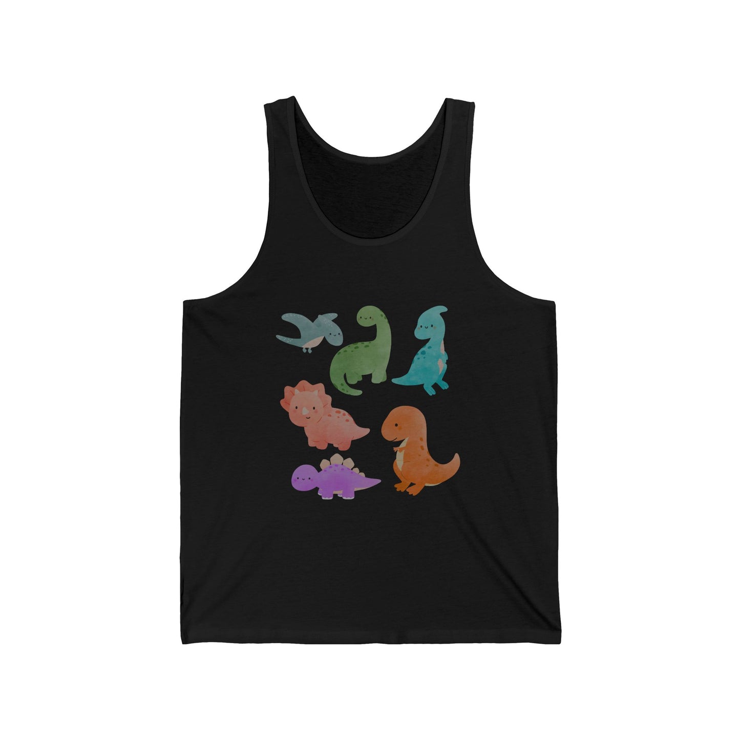 Dinosaur Graphic Unisex Jersey Tank | Fun Summer Top, Cute Gift for Kids and Adults, Dinosaur Lovers, Birthday Party, Casual Wear