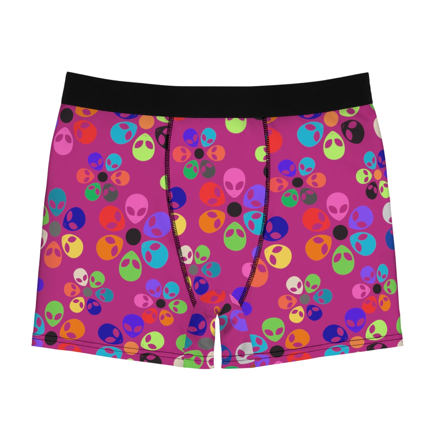 Colorful Alien Print Boxer Briefs for Men  Fun & Comfy Great for Gifting Casual Wear Everyday Essentials and Special Occasions Alien Rainbow Flowers Pink