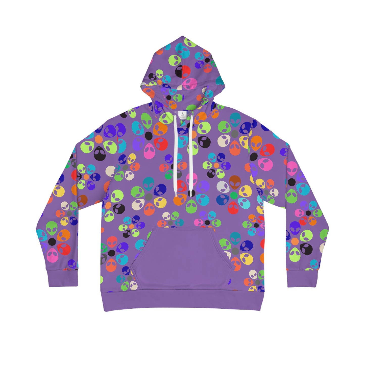 Mens Hoodie Alien Rainbow Flowers Light Purple