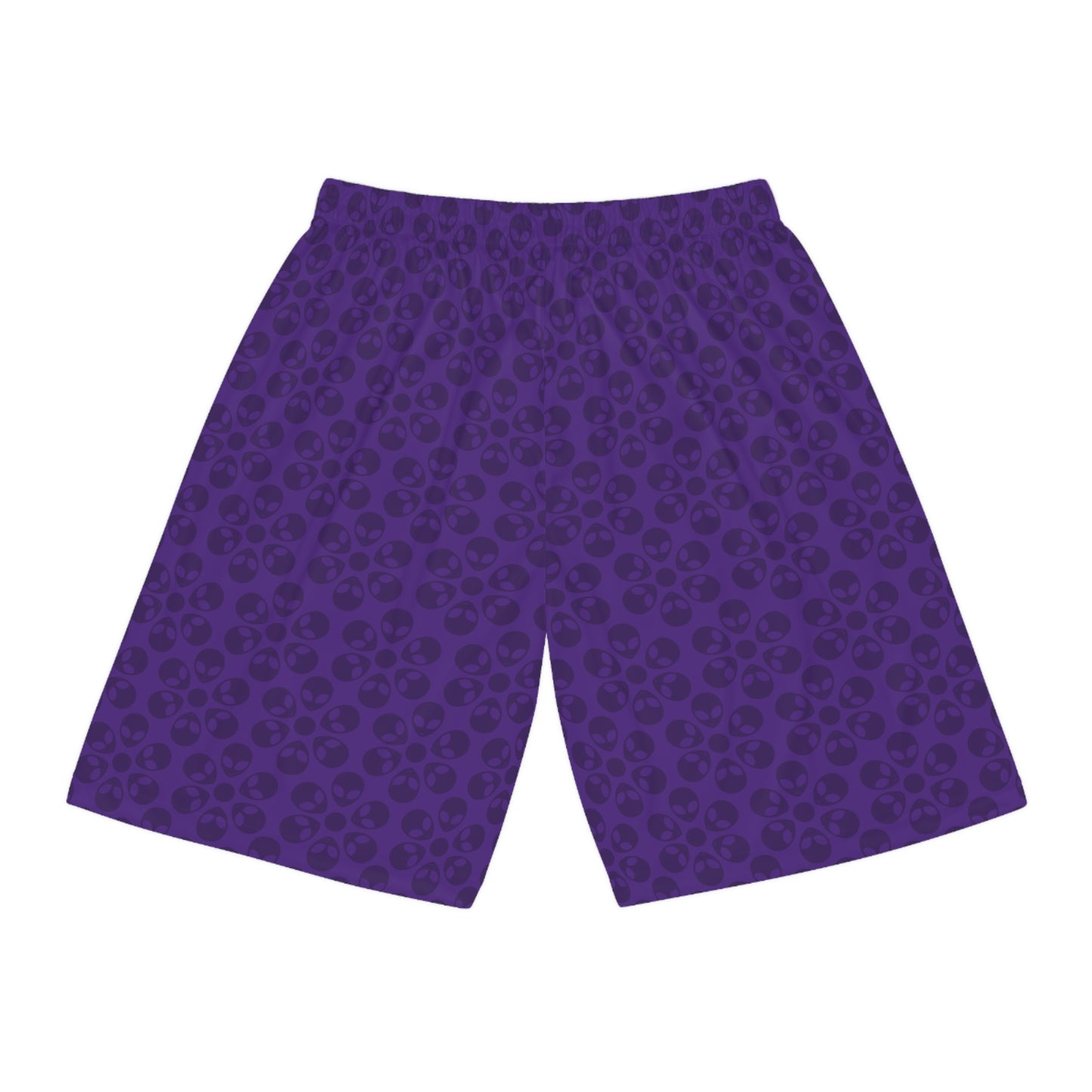 Trendy Skull Pattern Basketball Shorts Summer Activewear Sports Apparel Casual Wear Beach Shorts Gift for Basketball Lovers Alien Flowers Purple