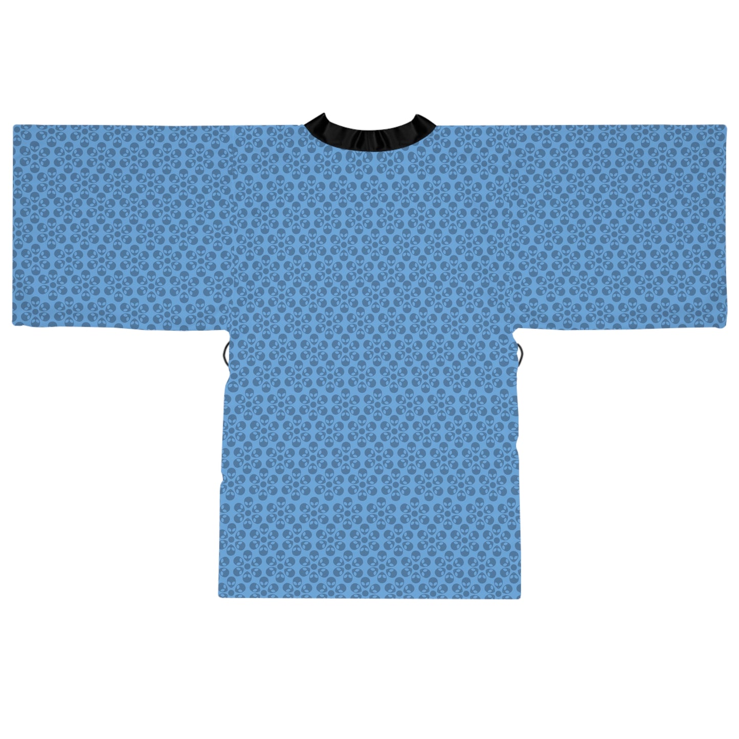 Chic Floral Long Sleeve Kimono Robe Bohemian Loungewear Relaxation Gift Spa Day Essential Cozy Home Attire Trendy Style Alien Flowers Light Blue