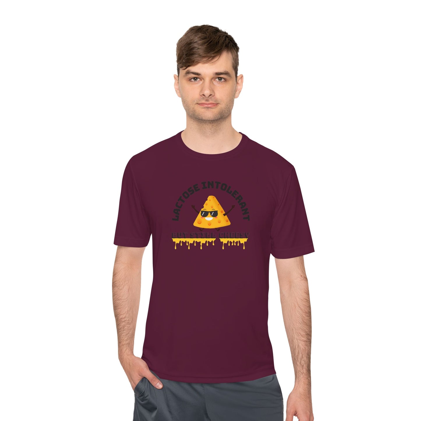 Lactose Intolerant But Still Cheesy Tee - Fun Unisex Moisture Wicking T-Shirt for Foodies, Great for Birthdays, Gifting, and Casual [...]