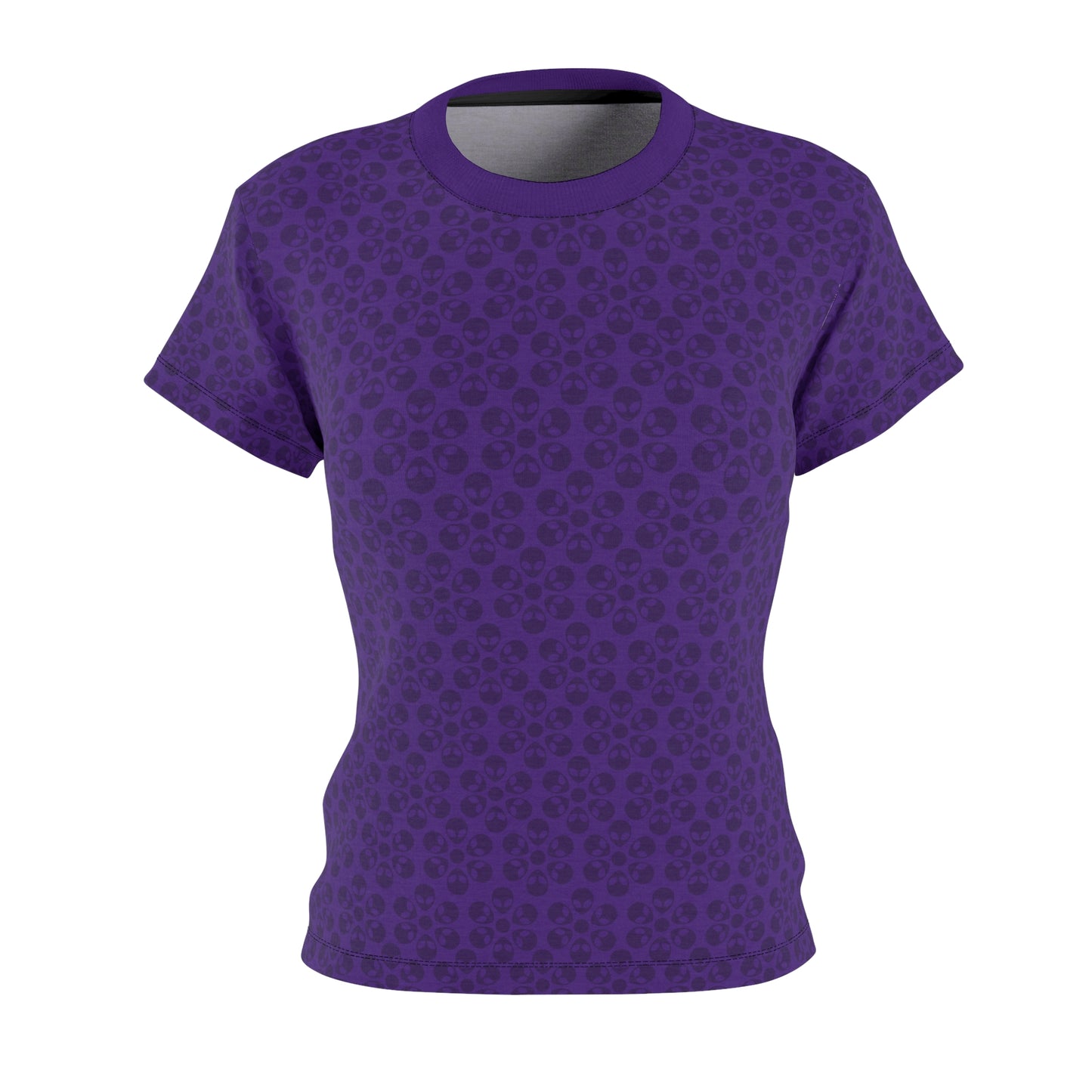 Stylish Womens Floral Tee  Casual Trendy Summer Fashion Gift for Her Short Sleeve Top Alien Flowers Purple