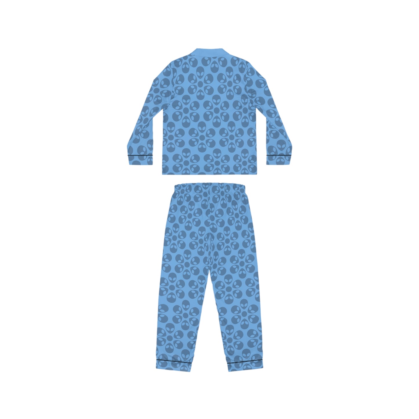 Womens Satin Pajamas  Alien Flowers Light Blue
