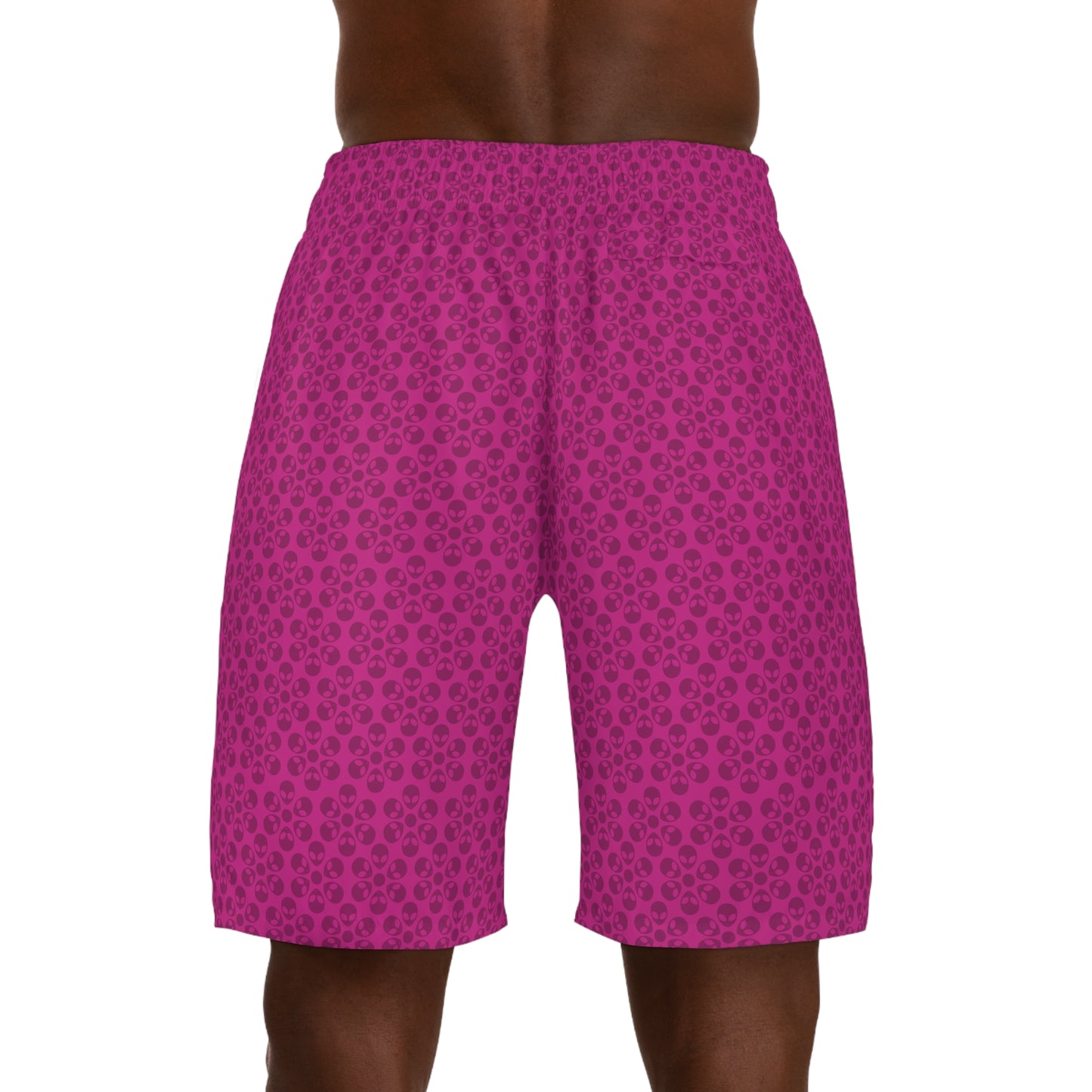 Mens Jogger Shorts  Alien Flowers Pink