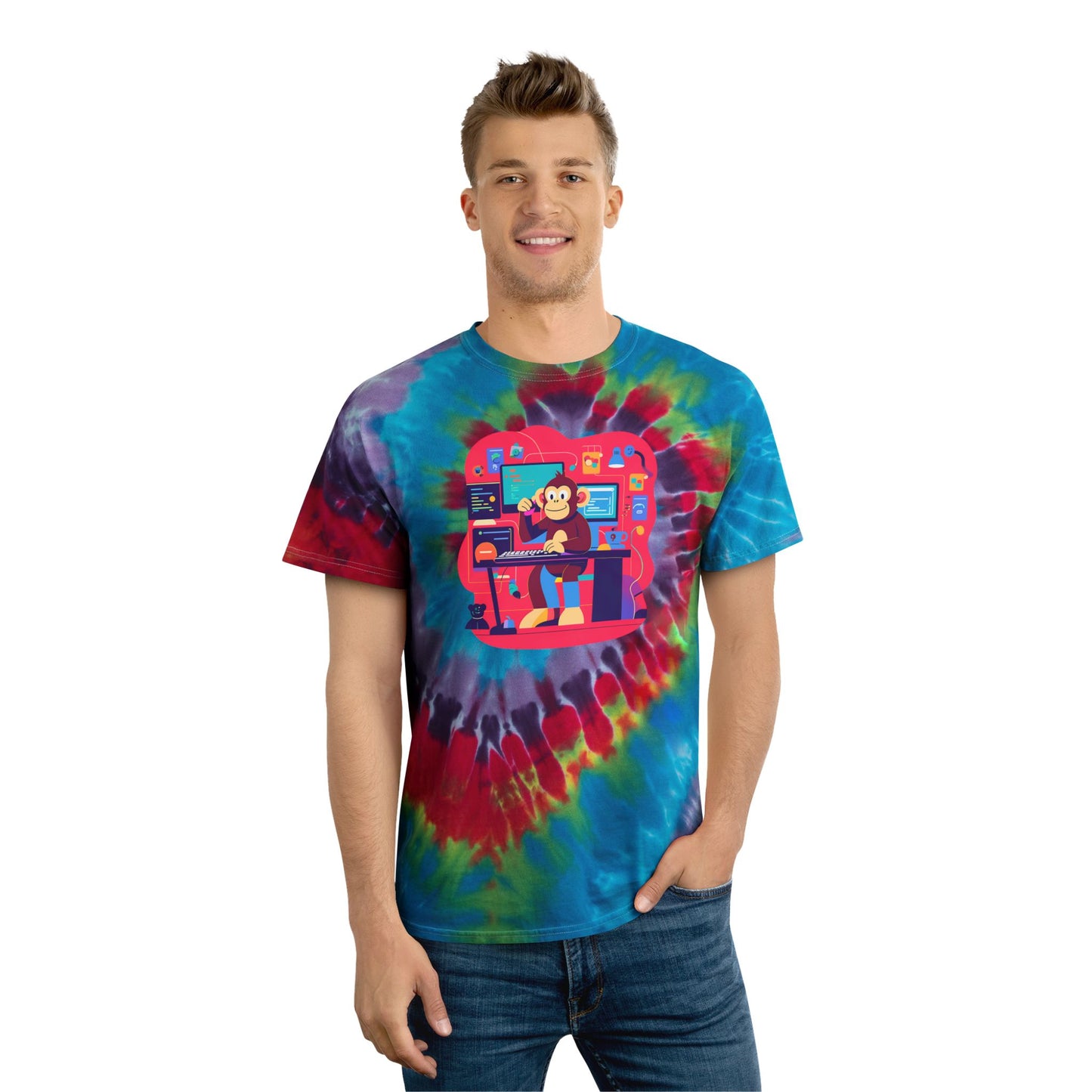 Colorful Tie-Dye Tee, Unisex Spiral Shirt for Leisure, Tie-Dye T-Shirt, Cool Casual Wear, Gift for Gamers, Summer Vibes, Art Enthusiasts