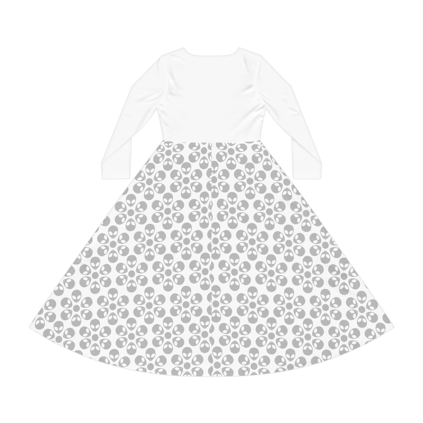 Womens Long Sleeve Dance Dress Alien Flowers White