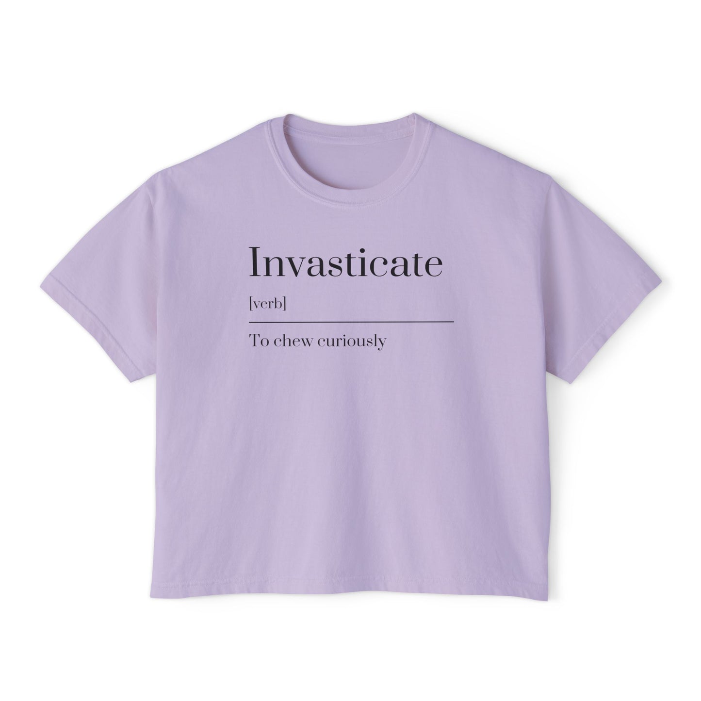 Curious Adventure Women's Boxy Tee, Casual Summer Top, Gift for Foodies, Vintage Inspired Shirt, Chew Curiously Tee