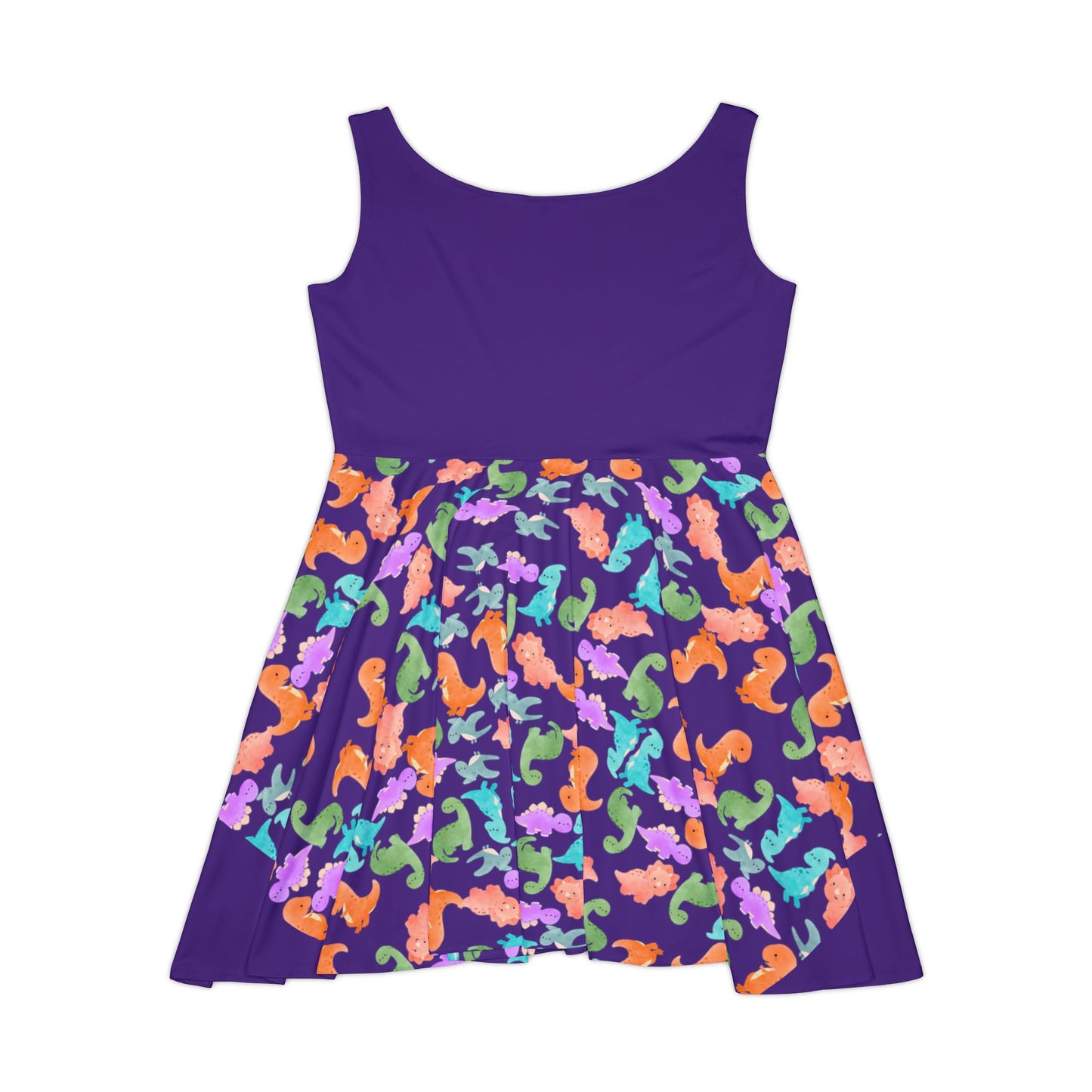 Colorful Dino Womens Skater Dress Summer Outfit Party Dress Casual Dress Boho Dress Festival Wear Rainbow Dinos Purple