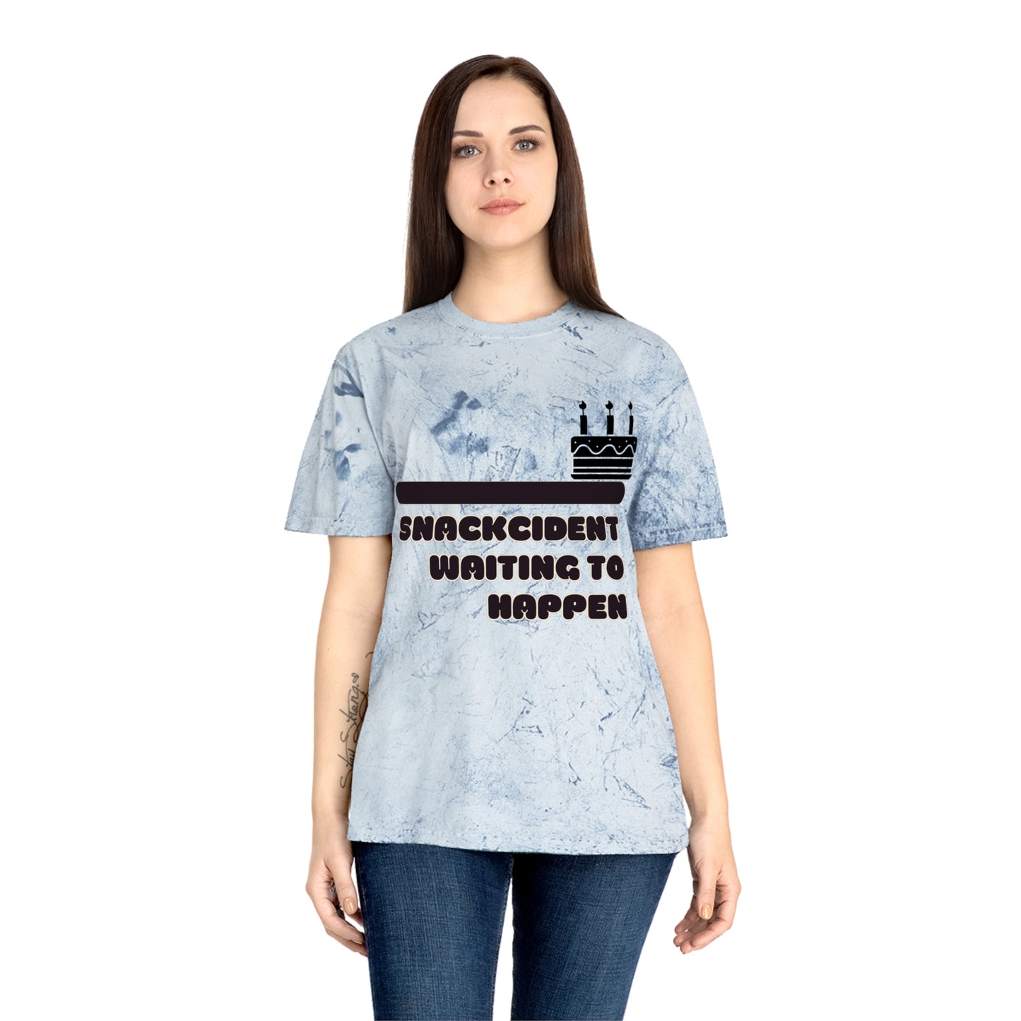 Colorful Humor T-Shirt, Funny Snackcident Shirt, Birthday Gift, Casual Wear, Quirky Apparel, Unisex Fashion
