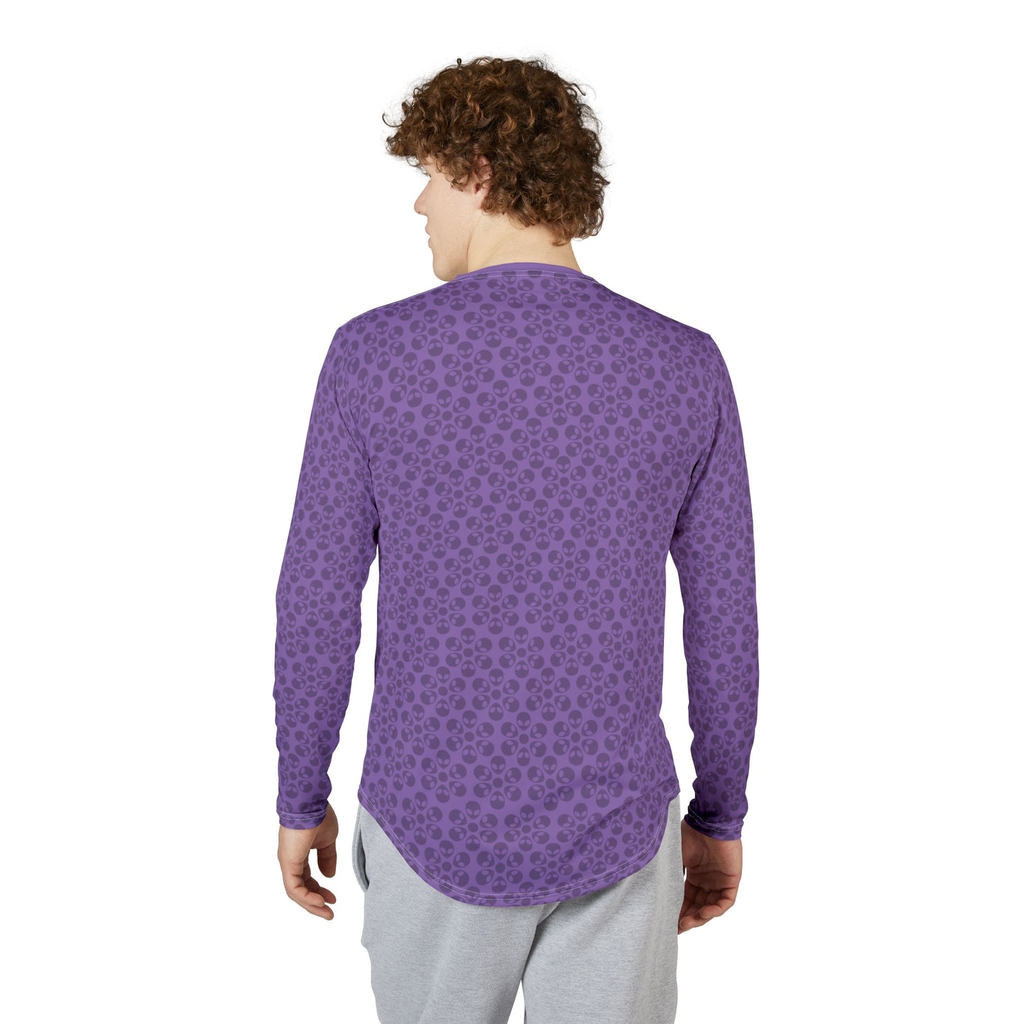 Mens UV Protection Long Sleeve Shirt  Alien Flowers Light Purple