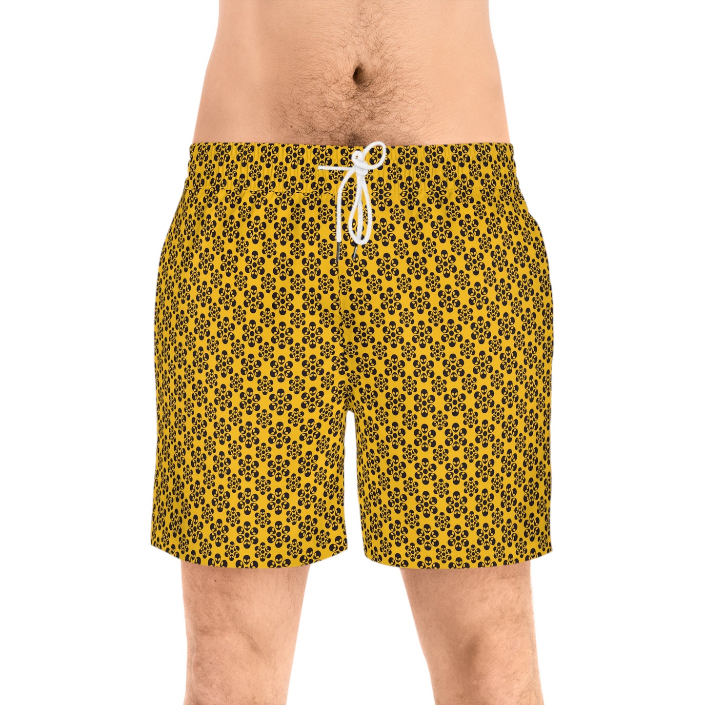 Alien Print Swim Shorts - Yellow