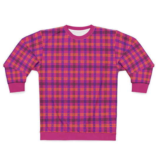 Cozy Plaid Unisex Sweatshirt  Perfect for Fall Casual Wear Gift for Him/Her Halloween Warm & Stylish Train Tracks Pink
