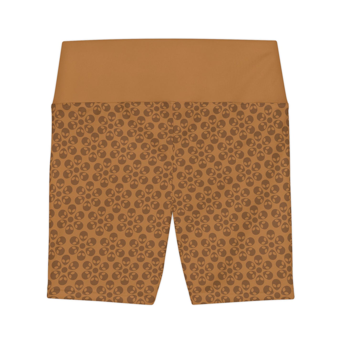 Womens Workout Shorts  Alien Flowers Light Brown