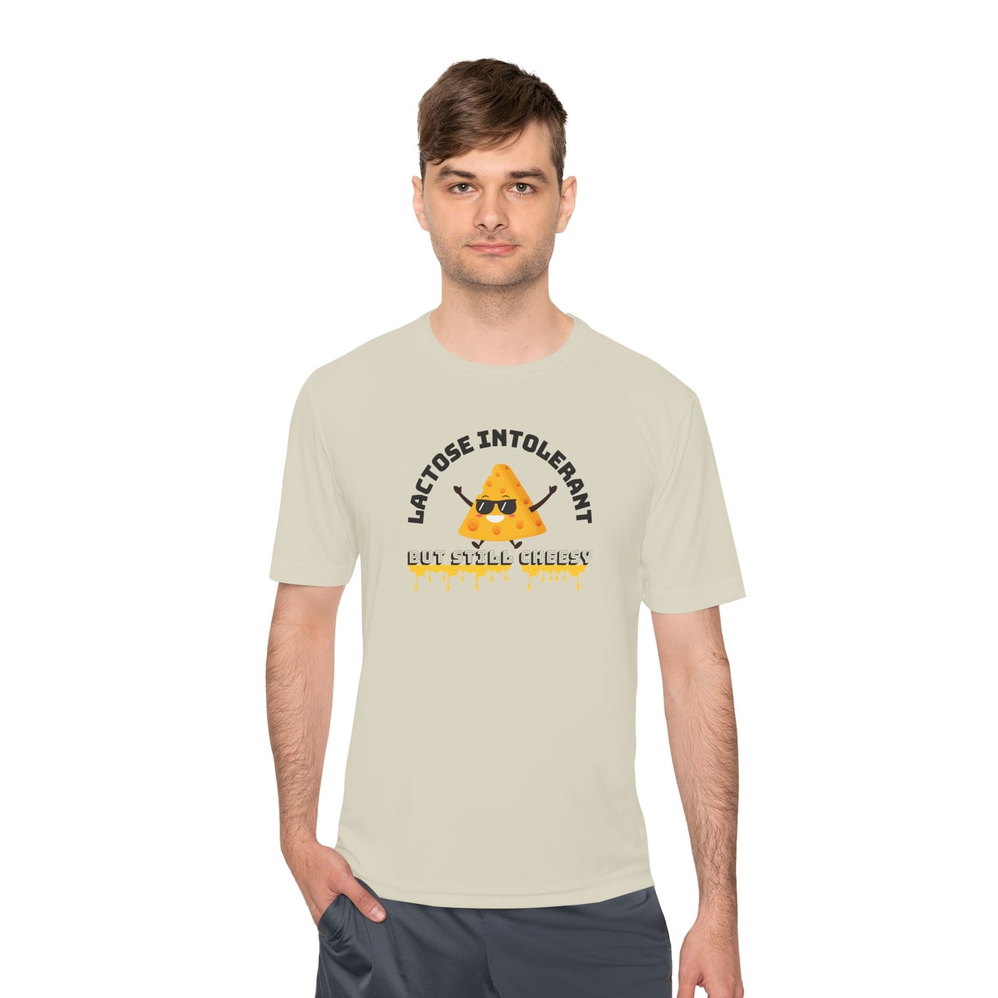 Lactose Intolerant But Still Cheesy Tee - Fun Unisex Moisture Wicking T-Shirt for Foodies, Great for Birthdays, Gifting, and Casual [...]