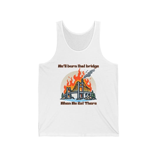 Fire Bridge Graphic Unisex Jersey Tank - Perfect for Festivals and Casual Outings