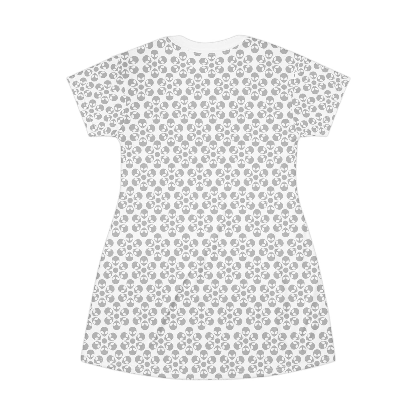 Floral Pattern TShirt Dress Casual Summer Dress Cute Dress for Women Floral Print Dress Trendy Everyday Wear Perfect for Beach Alien Flowers White